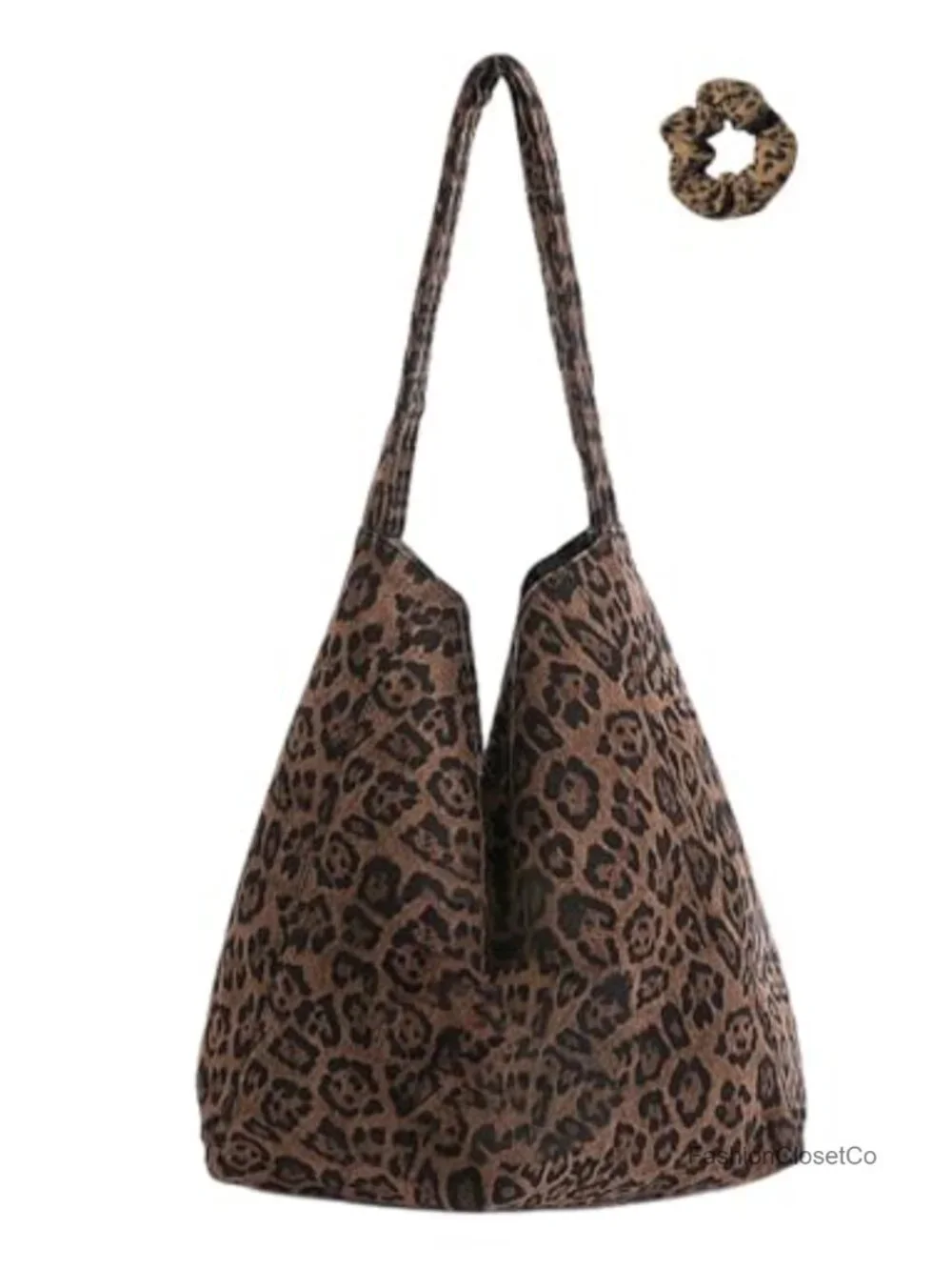 Leopard Print Hobo Tote Bag Suede Shoulder Bag for Work Travel